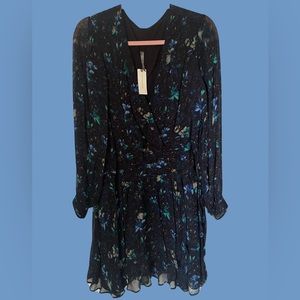 Anthropologie Blue and Black Floral Dress